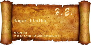 Hager Etelka névjegykártya